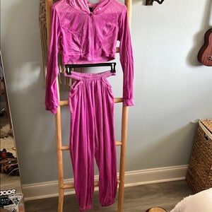 Pink Velour Track Pants & Joggers